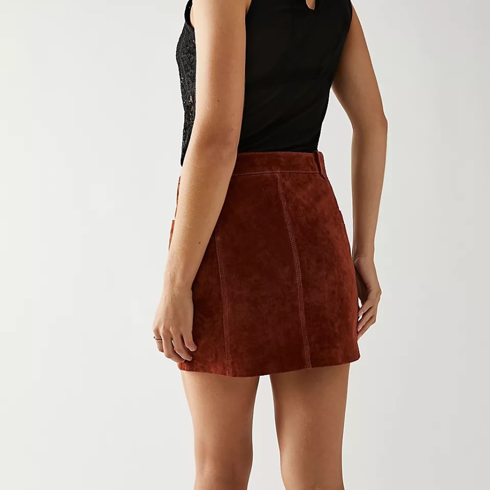 NWT Free People Blank NYC Sun Valley Skirt rust Sedona red - Picture 5 of 11